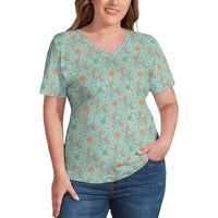 Garden Party Pup Women's Ice Silk V-Neck Top
