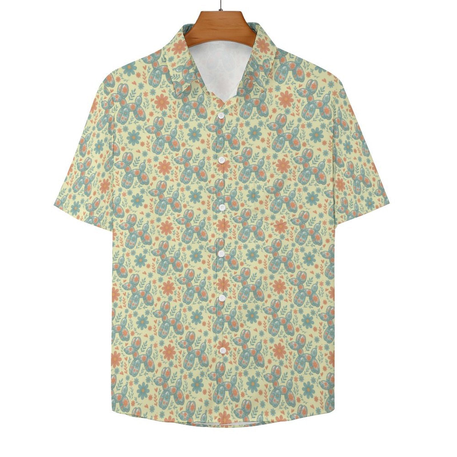 Garden Party Pup Women's Short Sleeve Button-Up Blouse