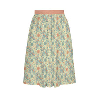 Garden Party Pup Women's Elastic Waist Midi Skirt with Pockets