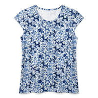 Porcelain Pups Women's Cap Sleeve Ice Silk Shirt