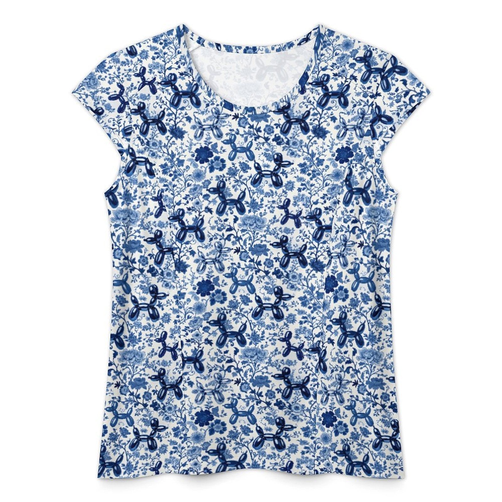 Porcelain Pups Women's Cap Sleeve Ice Silk Shirt