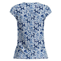 Porcelain Pups Women's Cap Sleeve Ice Silk Shirt