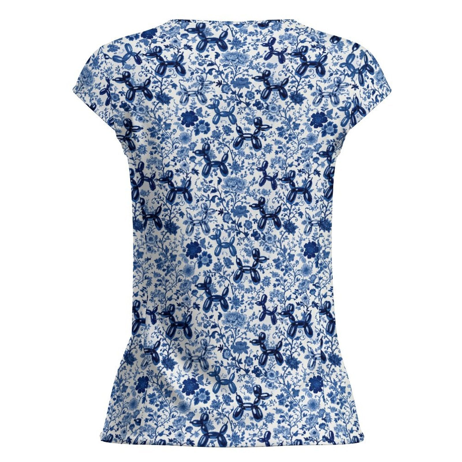 Porcelain Pups Women's Cap Sleeve Ice Silk Shirt