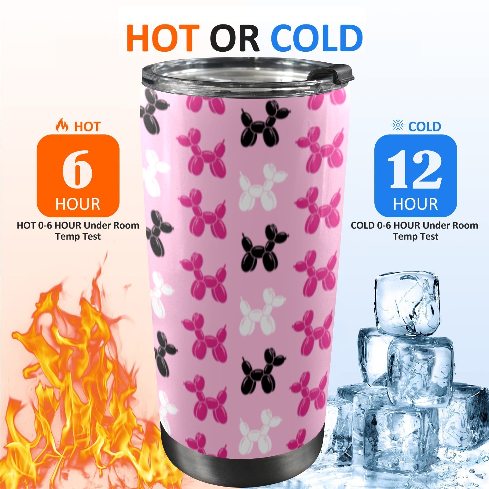 Pink Dogs 20oz Stainless Steel Tumbler with Lid