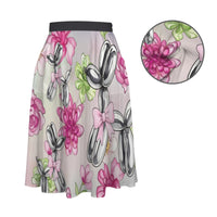 Petal Pop Women's Elastic Waist Midi Skirt with Pockets