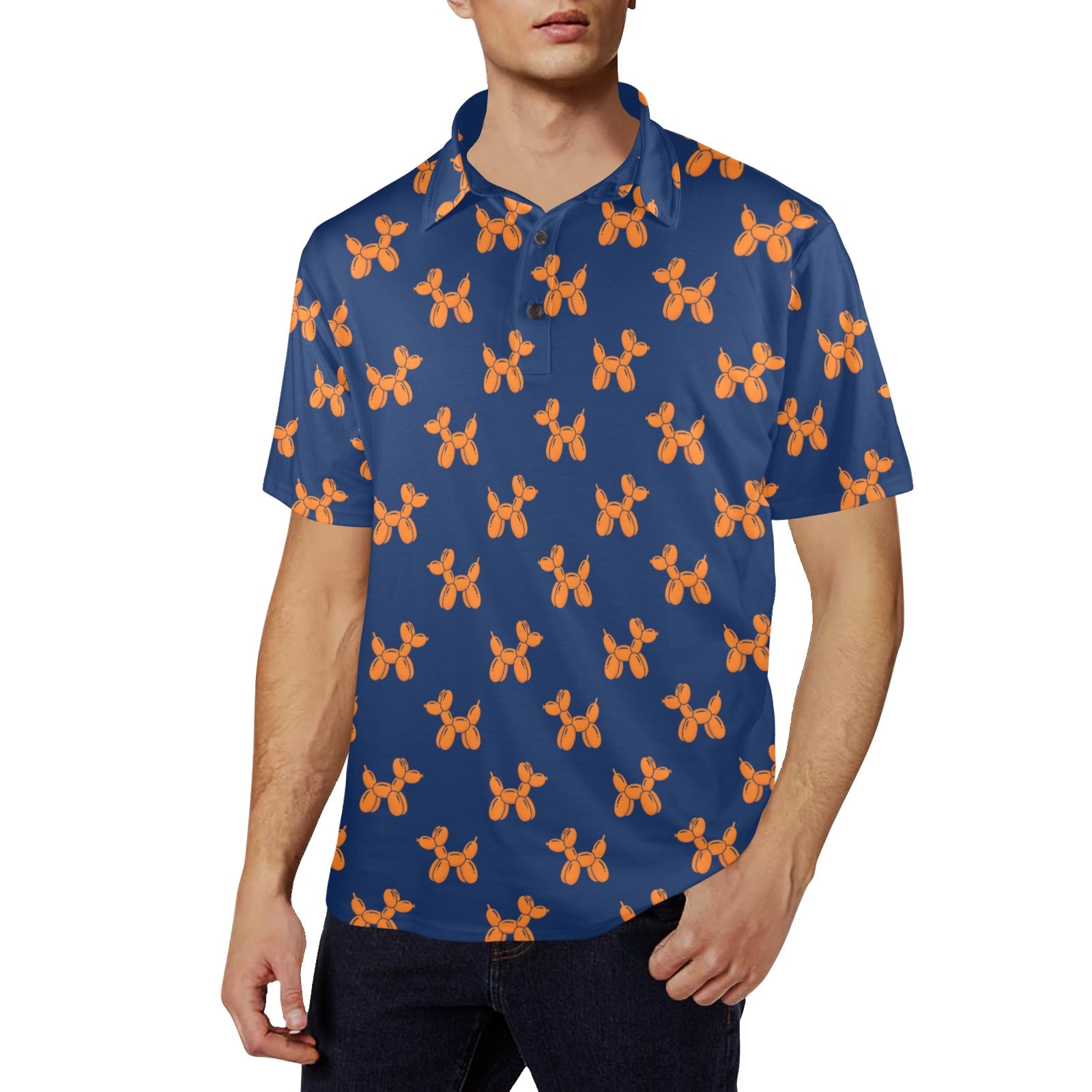 mensblazer Men's All Over Print Polo Shirt (Model T55)