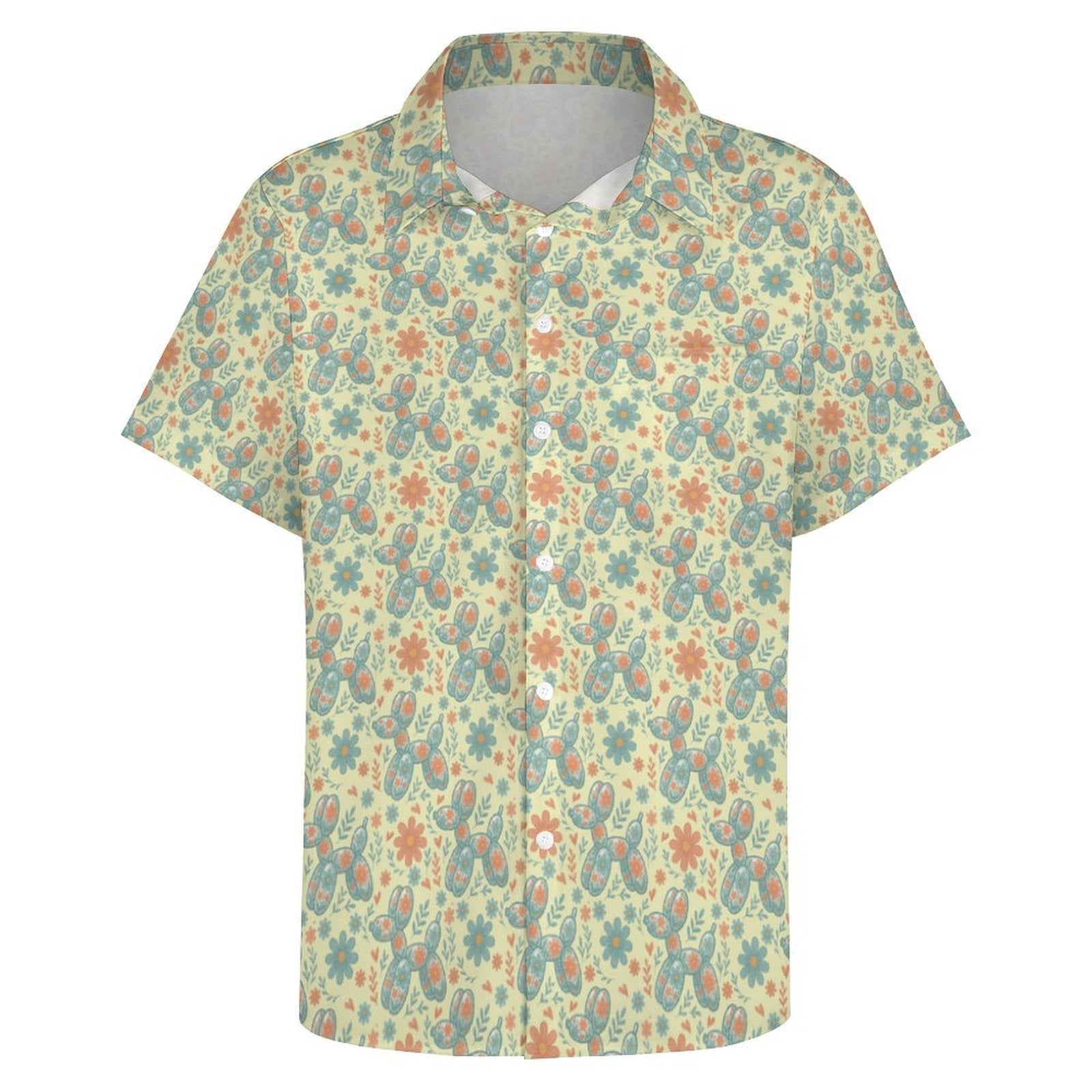 Garden Party Pup Women's Short Sleeve Button-Up Blouse