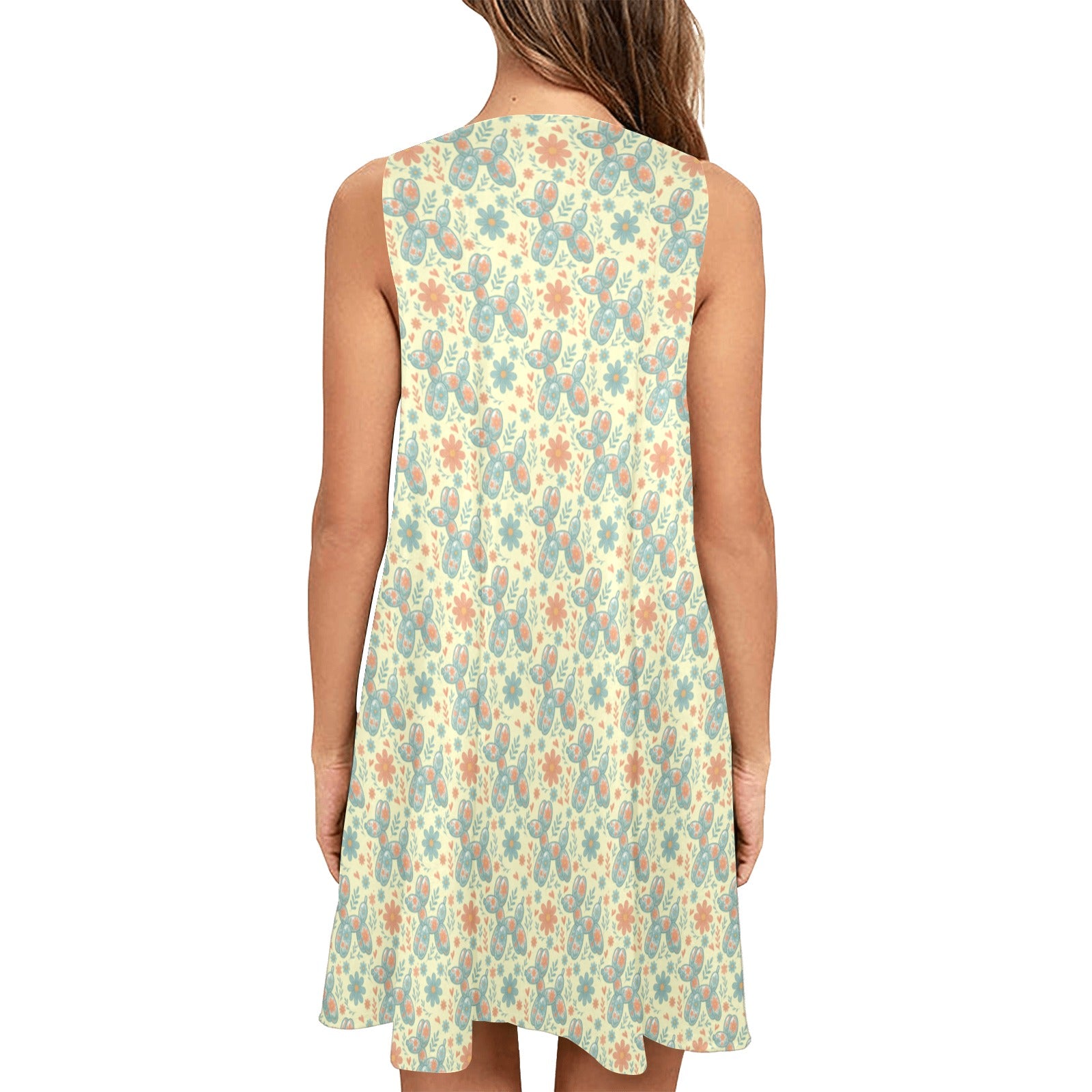 Garden Party Pup Women’s Flowy Sleeveless Dress with Pockets