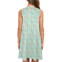 Garden Party Pup Women’s Flowy Sleeveless Dress with Pockets