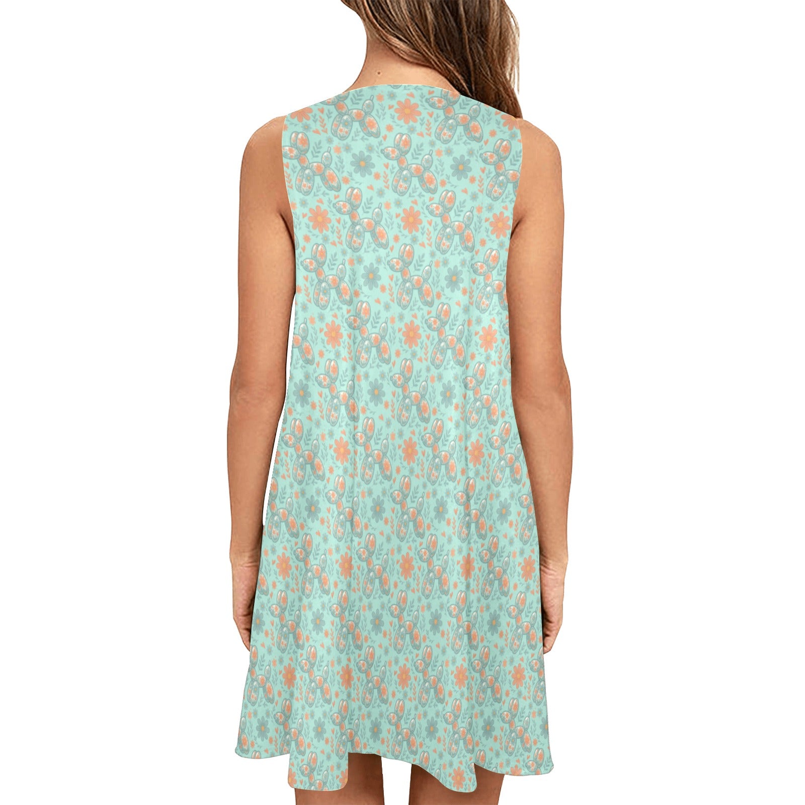 Garden Party Pup Women’s Flowy Sleeveless Dress with Pockets