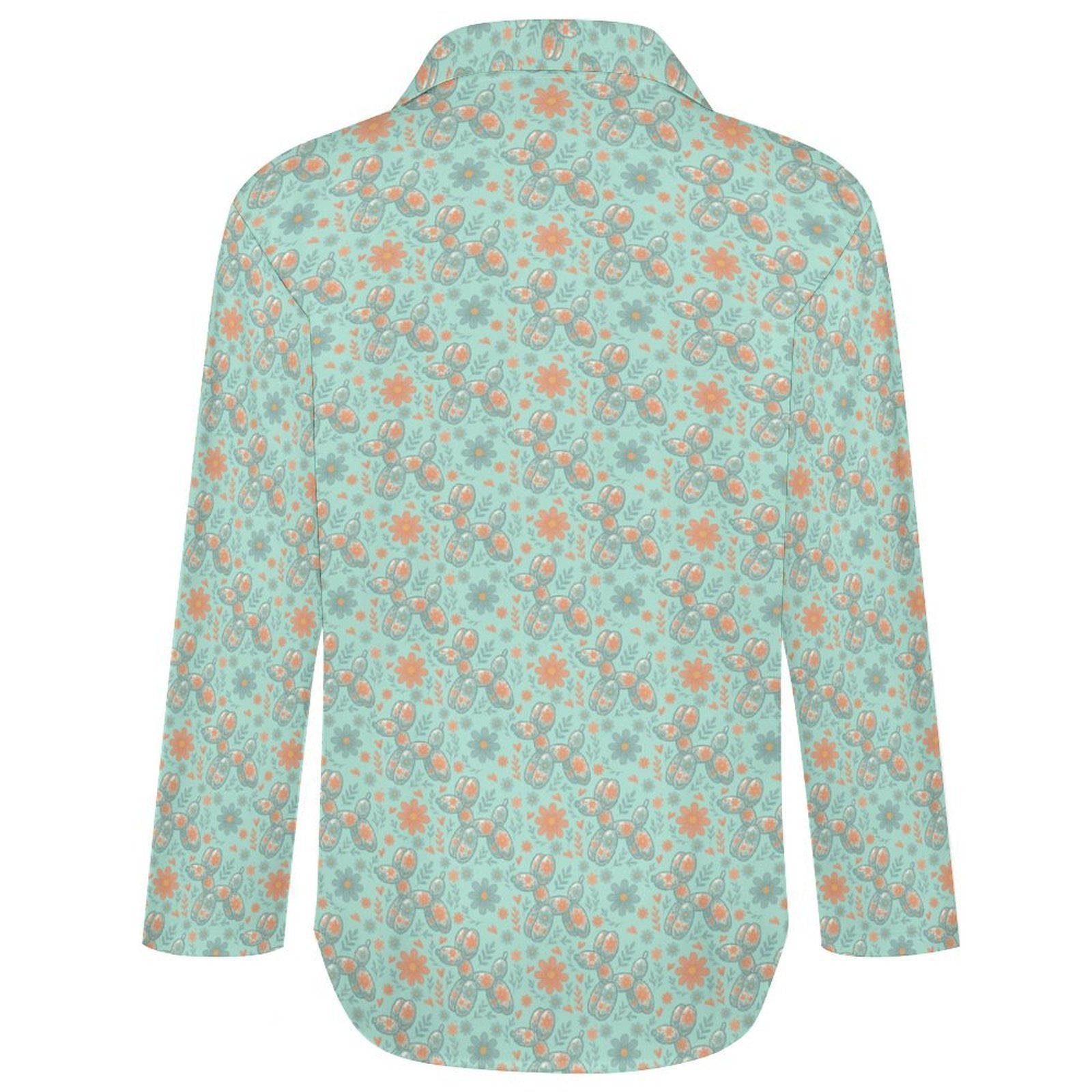 Garden Party Pup Women's Long Sleeve Button-Up Blouse