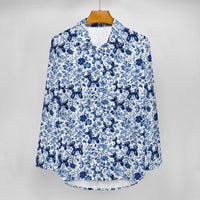 Porcelain Pups Women's Long Sleeve Button-Up Blouse