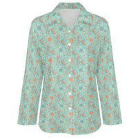Garden Party Pup Women's Long Sleeve Button-Up Blouse
