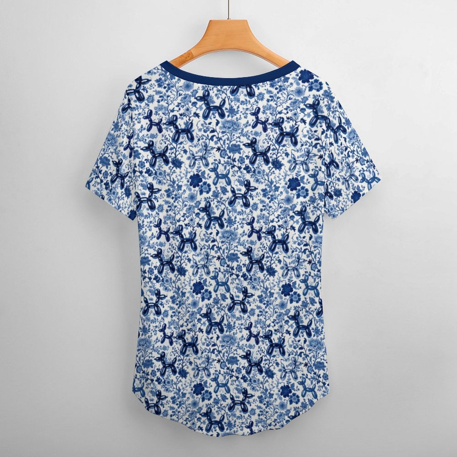 Porcelain Pups Women's Ice Silk V-Neck Top