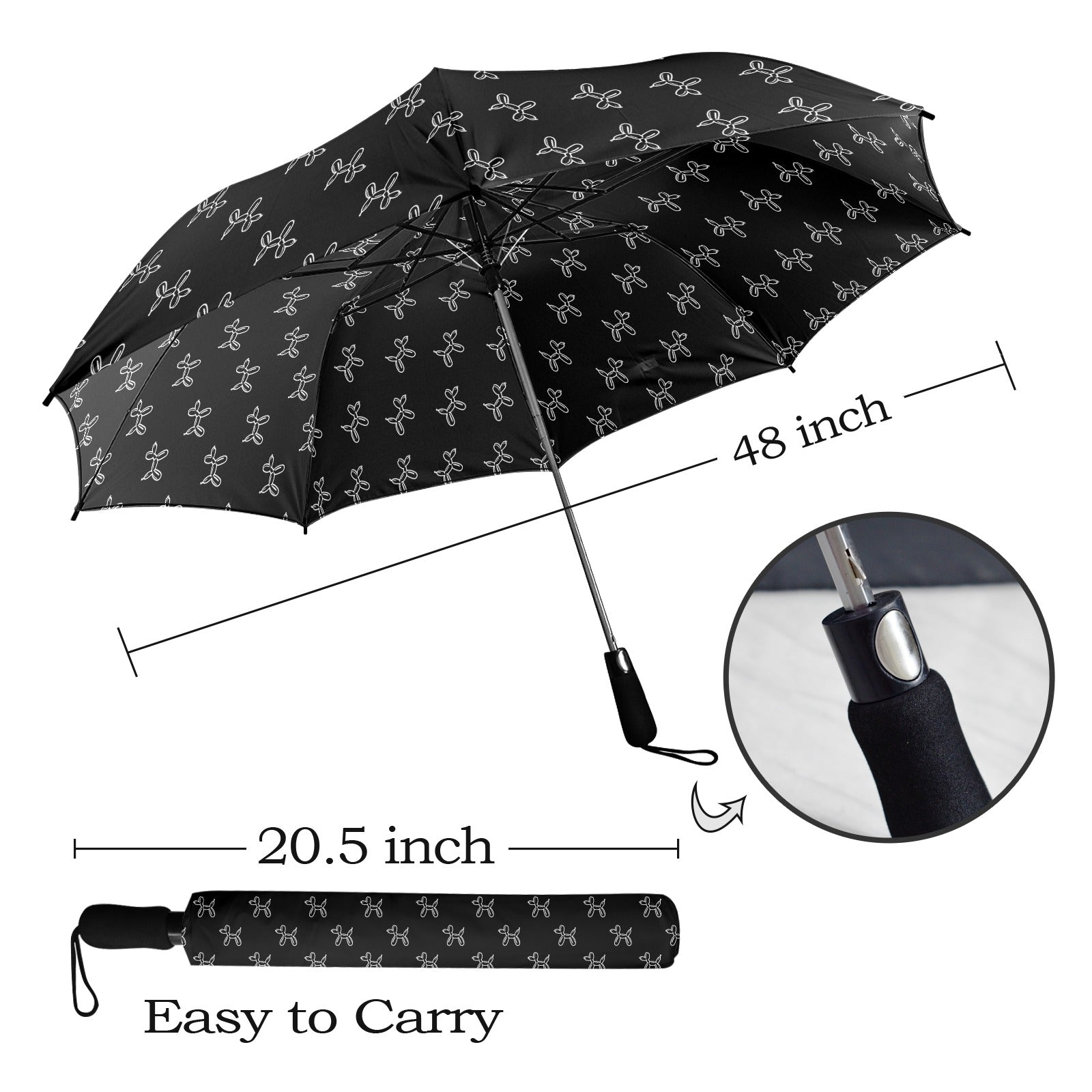 Classy Balloon Dogs Semi-Automatic Foldable Umbrella