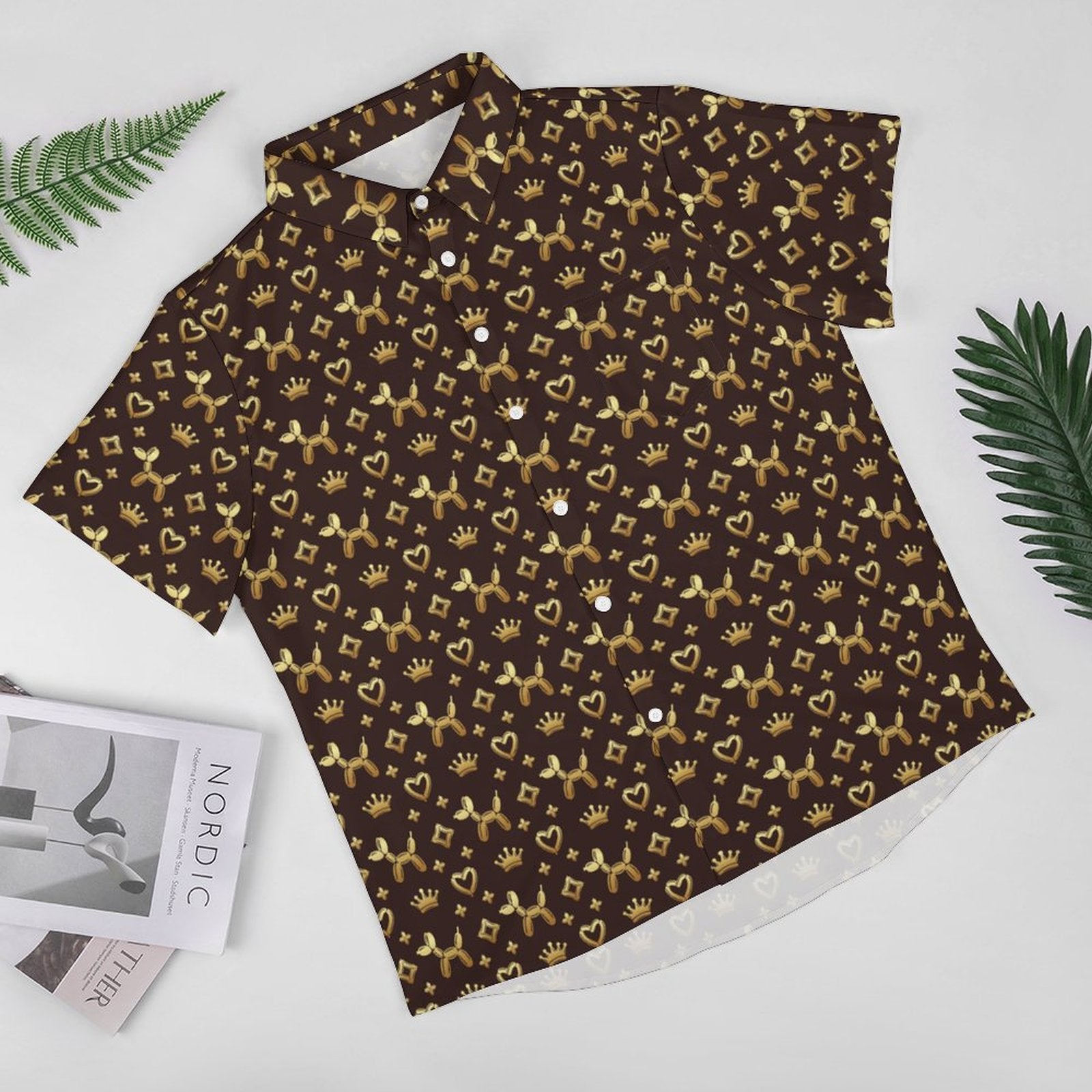 Decadent Dogs Men's Short Sleeve Button-Up Shirt with Chest Pocket