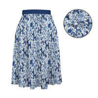 Porcelain Pups Women's Elastic Waist Midi Skirt with Pockets