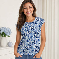 Porcelain Pups Women's Cap Sleeve Ice Silk Shirt
