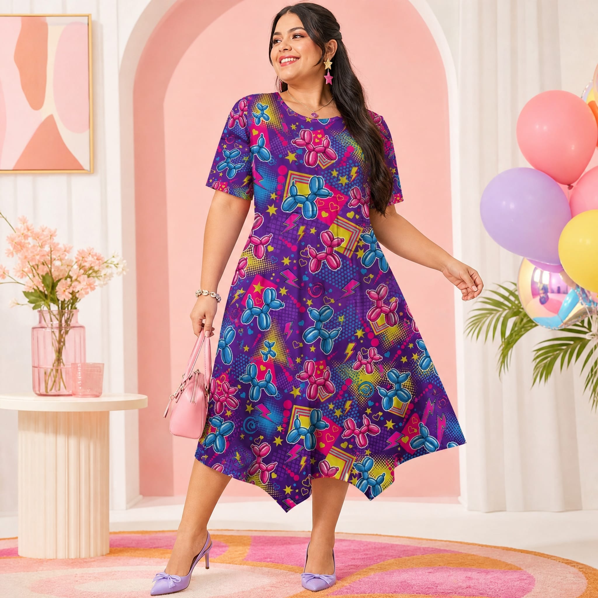 Electric Parade Relaxed Fit Belted Midi Dress