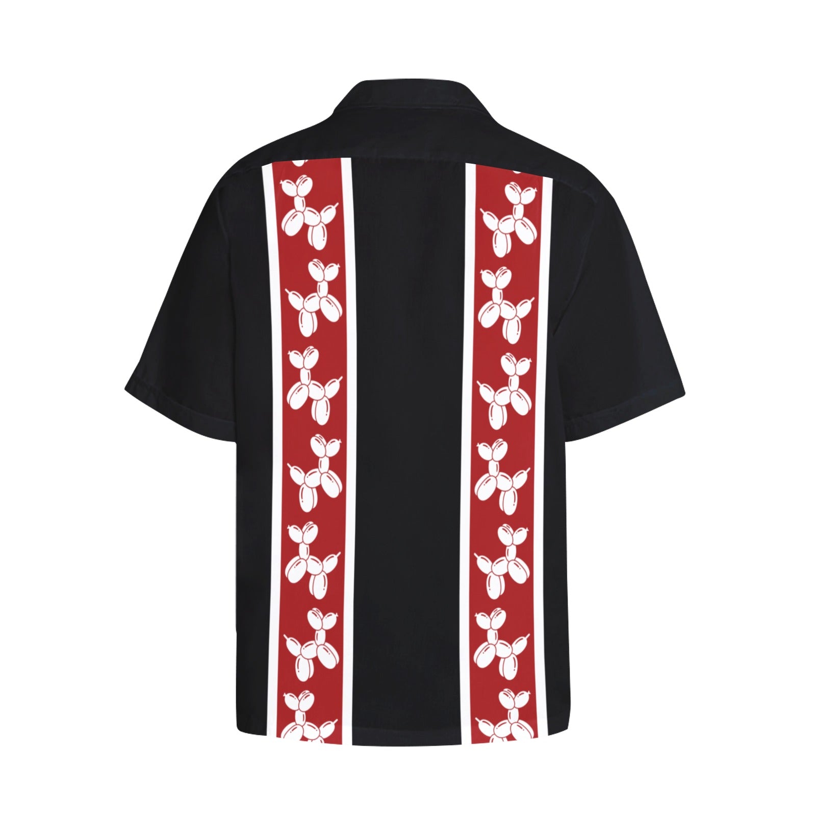 Men's Black & Red Balloon Dog Hawaiian Shirt with Chest Pocket