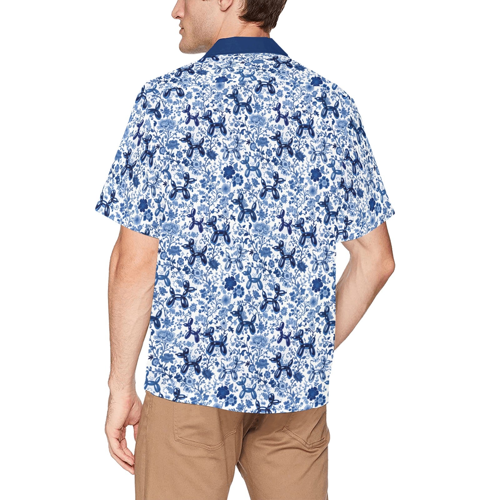 Porcelain Pups Men's Hawaiian Shirt with Chest Pocket