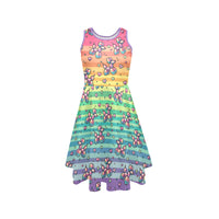 Retro Rainbow Women’s Fit & Flare Sleeveless Dress