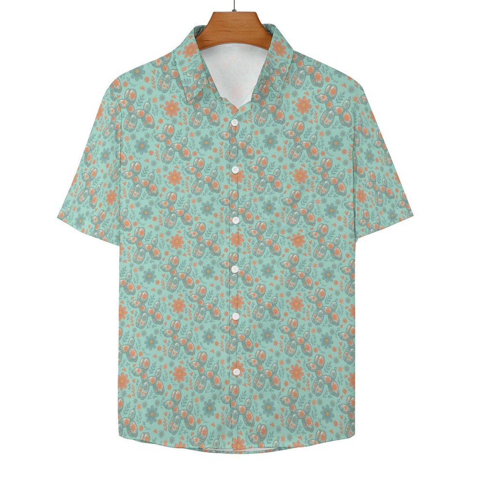 Garden Party Pup Women's Short Sleeve Button-Up Blouse