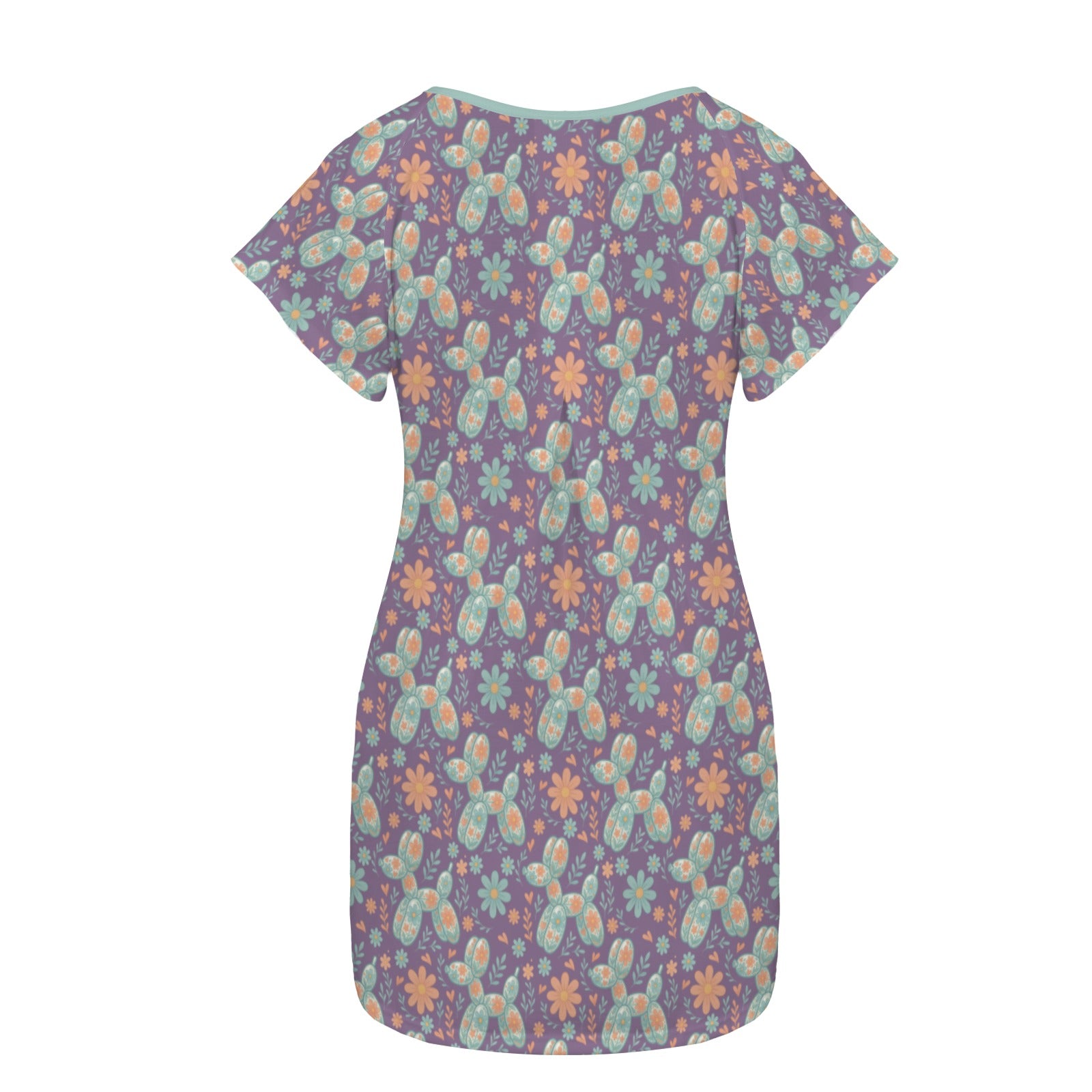 Garden Party Pup Women's Shirt Dress with Pockets