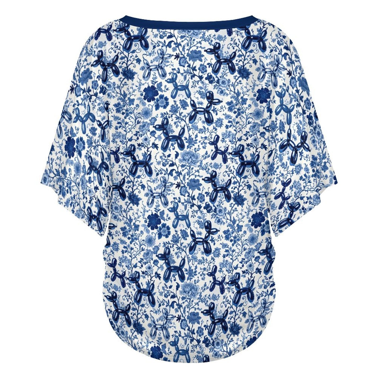 Porcelain Pups Women's V-Neck Batwing Top