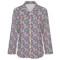 Garden Party Pup Women's Long Sleeve Button-Up Blouse