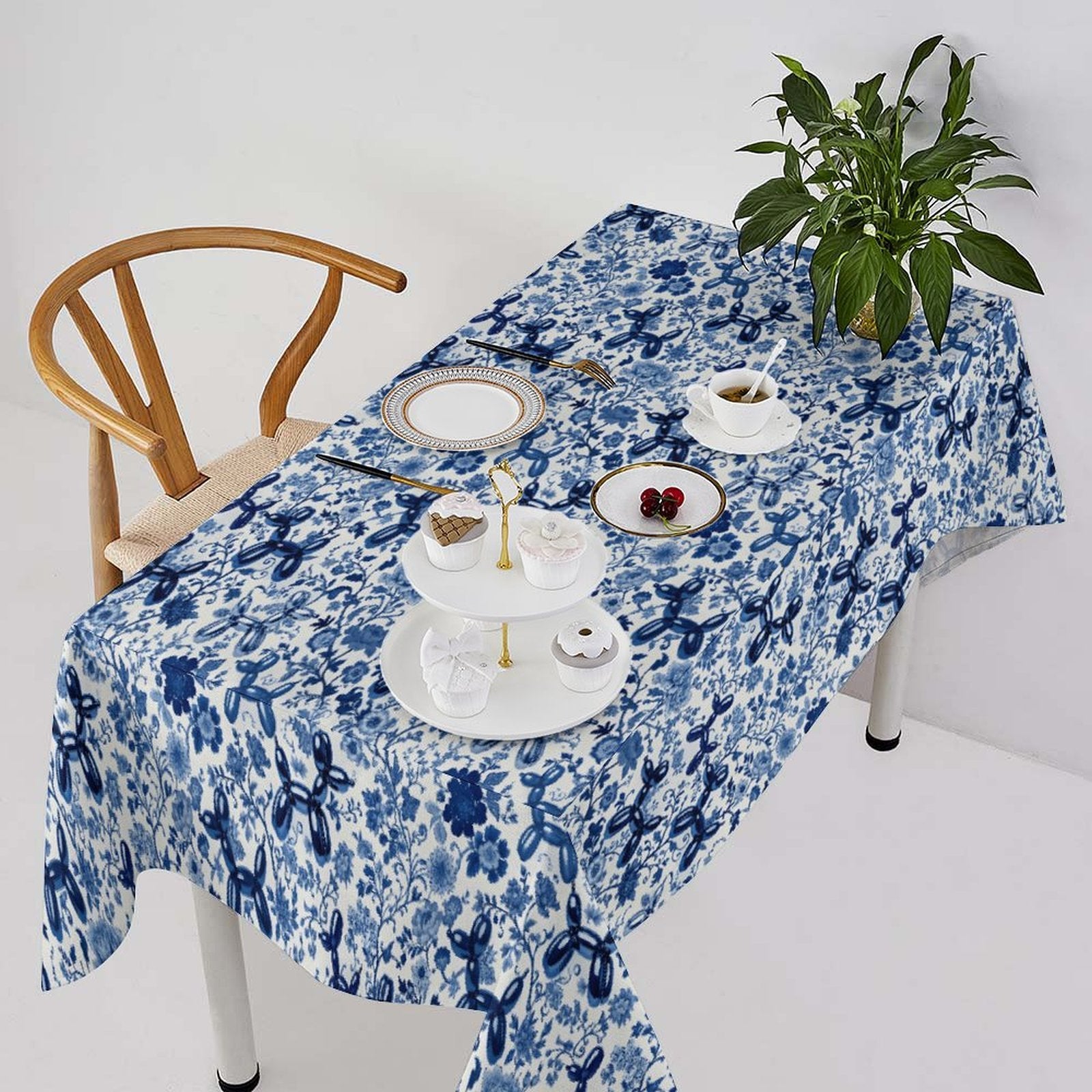 Porcelain Pups Square Tablecloth 55" x 55"