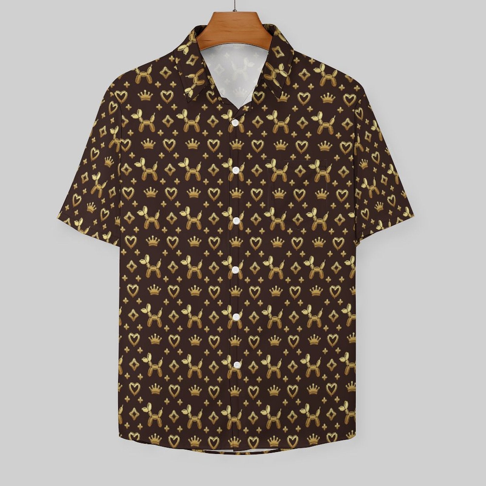 Decadent Dogs Men's Short Sleeve Button-Up Shirt with Chest Pocket