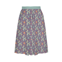 Garden Party Pup Women's Elastic Waist Midi Skirt with Pockets