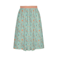 Garden Party Pup Women's Elastic Waist Midi Skirt with Pockets