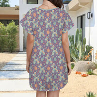 Garden Party Pup Women's Shirt Dress with Pockets