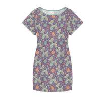Garden Party Pup Women's Shirt Dress with Pockets