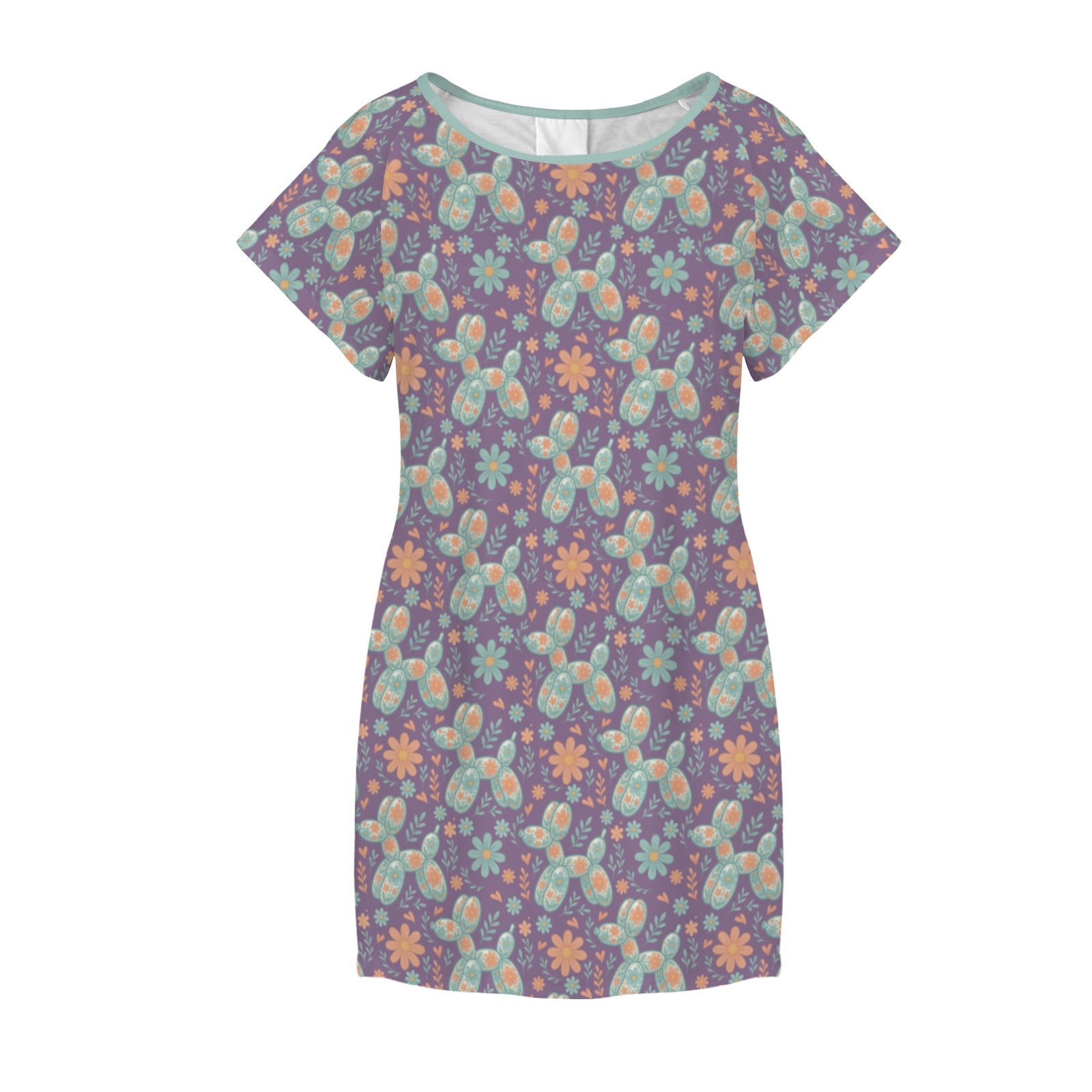Garden Party Pup Women's Shirt Dress with Pockets