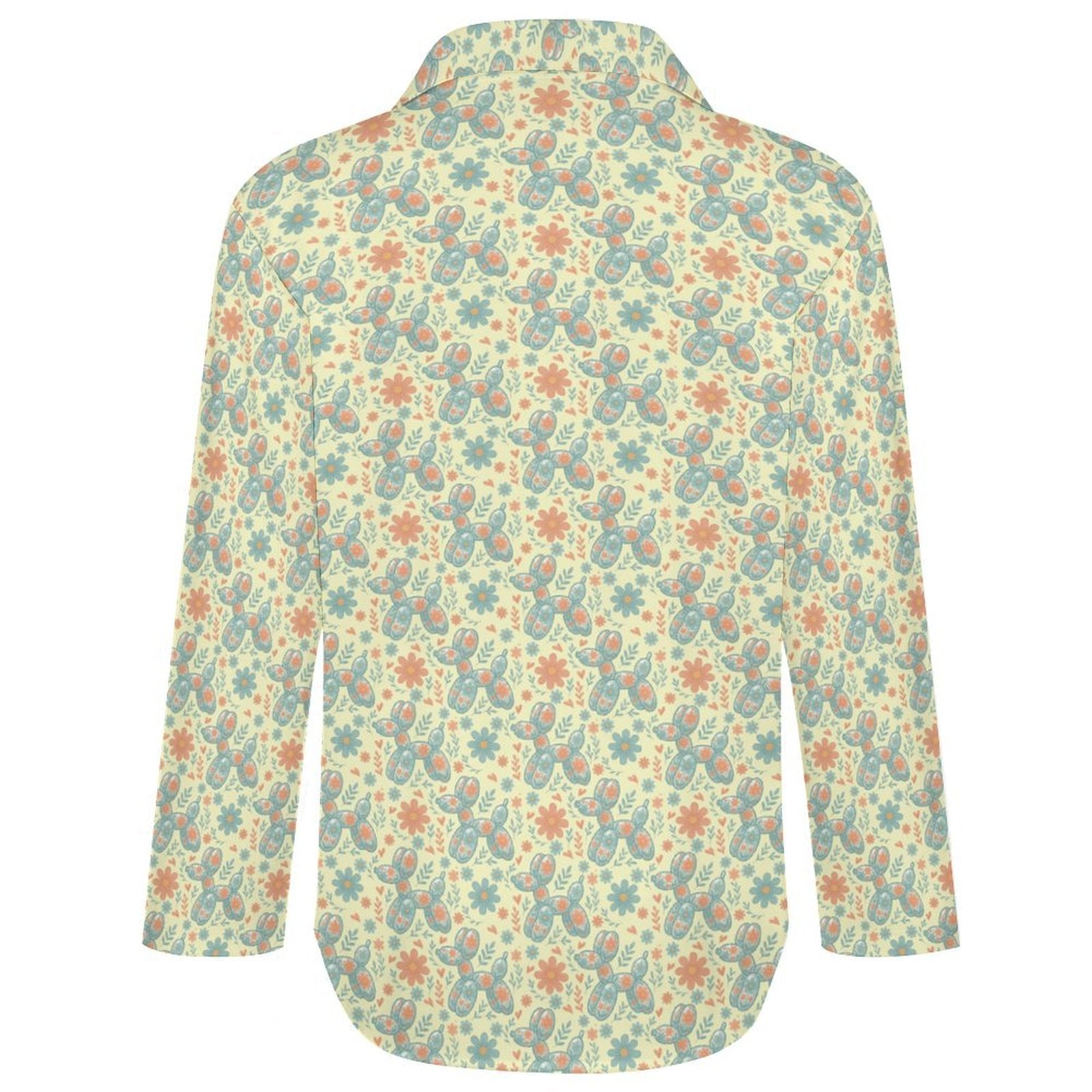 Garden Party Pup Women's Long Sleeve Button-Up Blouse