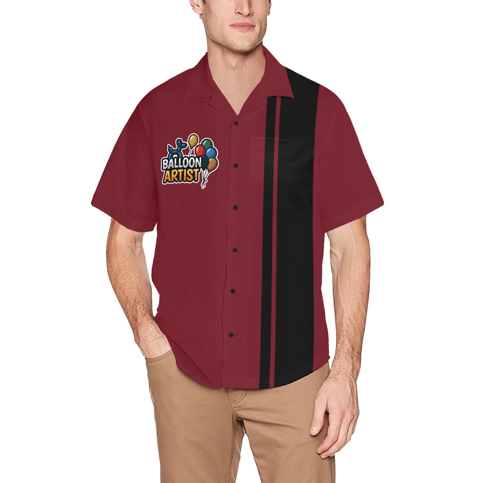 Balloon Artist Men's Hawaiian Shirt with Chest Pocket