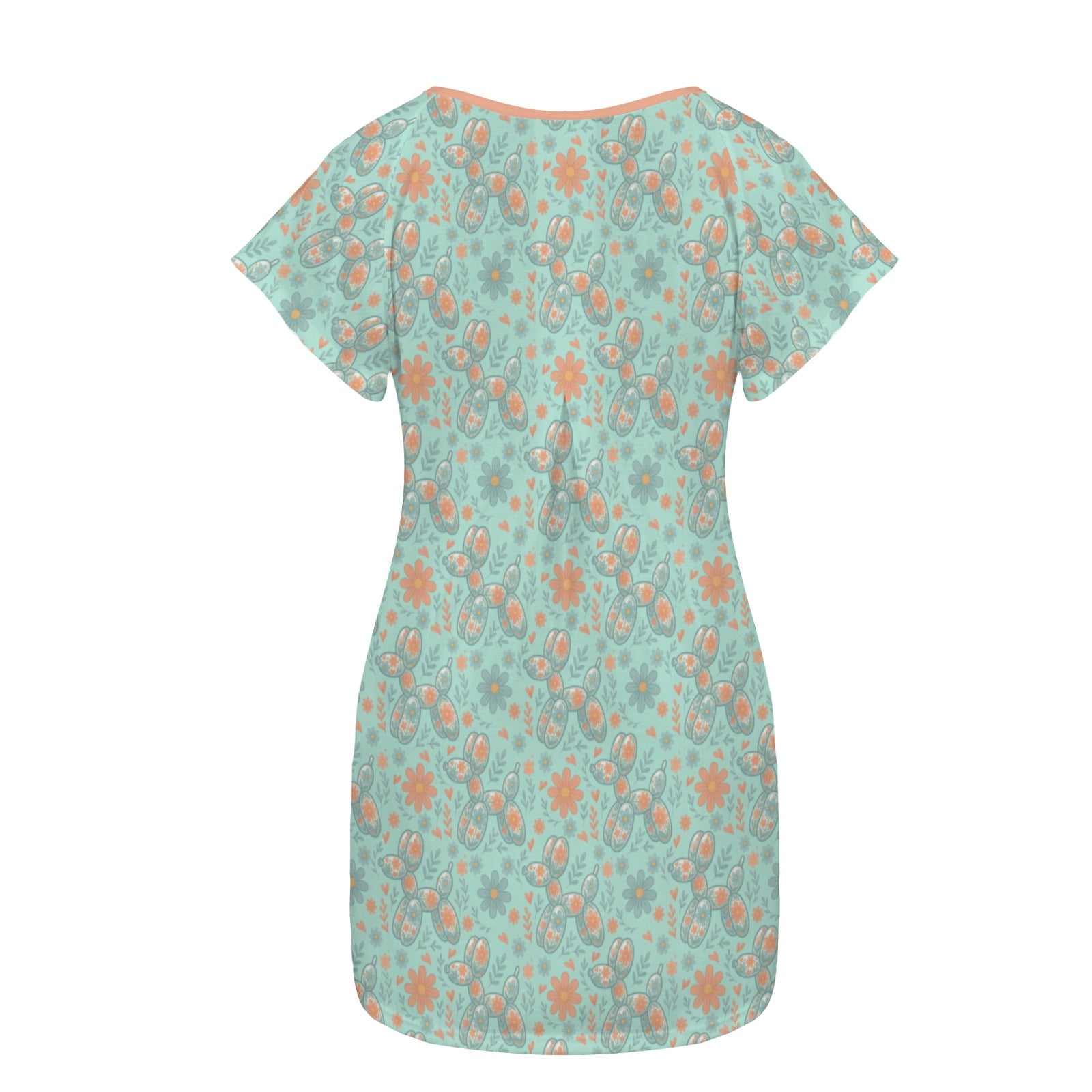 Garden Party Pup Women's Shirt Dress with Pockets