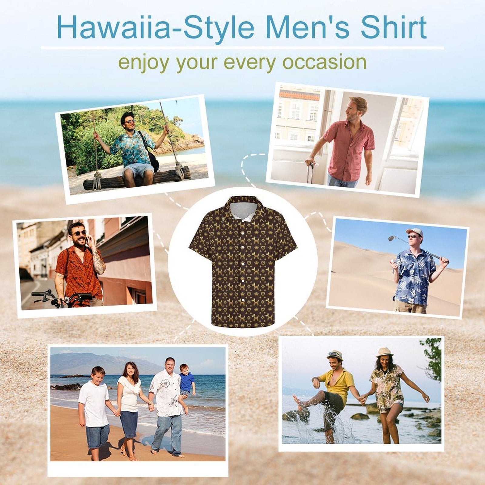 Decadent Dogs Men's Short Sleeve Button-Up Shirt with Chest Pocket