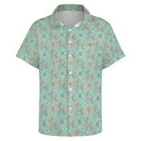 Garden Party Pup Women's Short Sleeve Button-Up Blouse