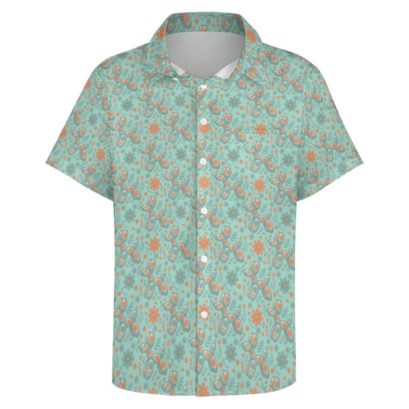 Garden Party Pup Women's Short Sleeve Button-Up Blouse