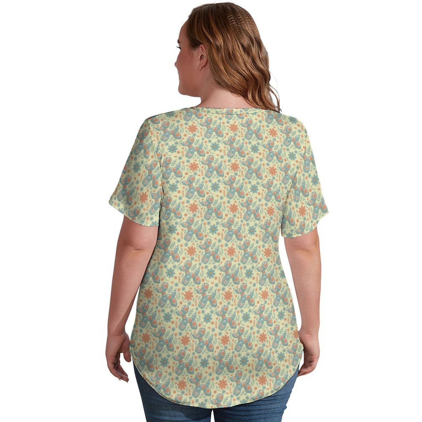 Garden Party Pup Women's Ice Silk V-Neck Top