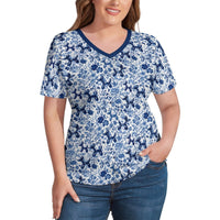 Porcelain Pups Women's Ice Silk V-Neck Top