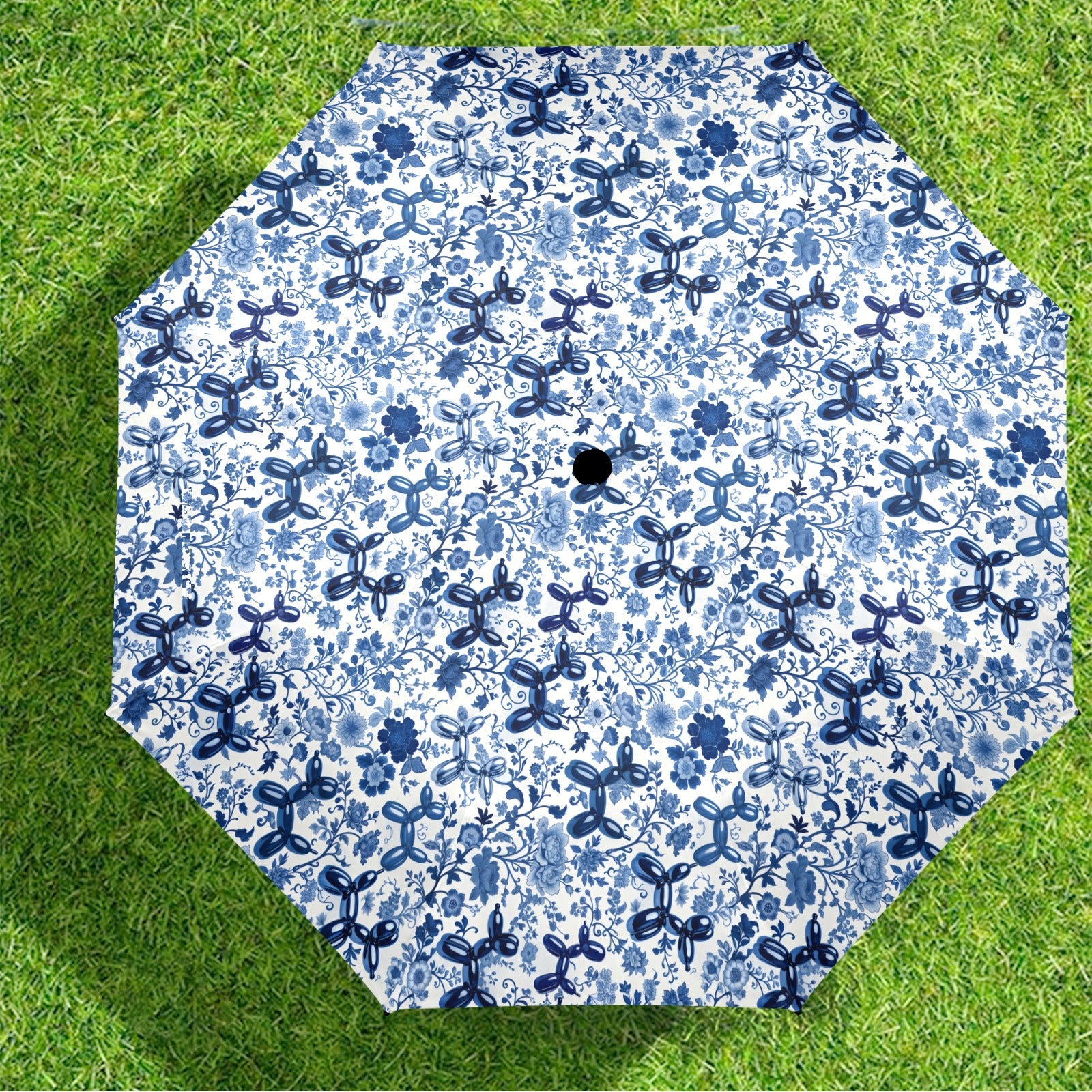 Porcelain Pups Semi-Automatic Foldable Umbrella