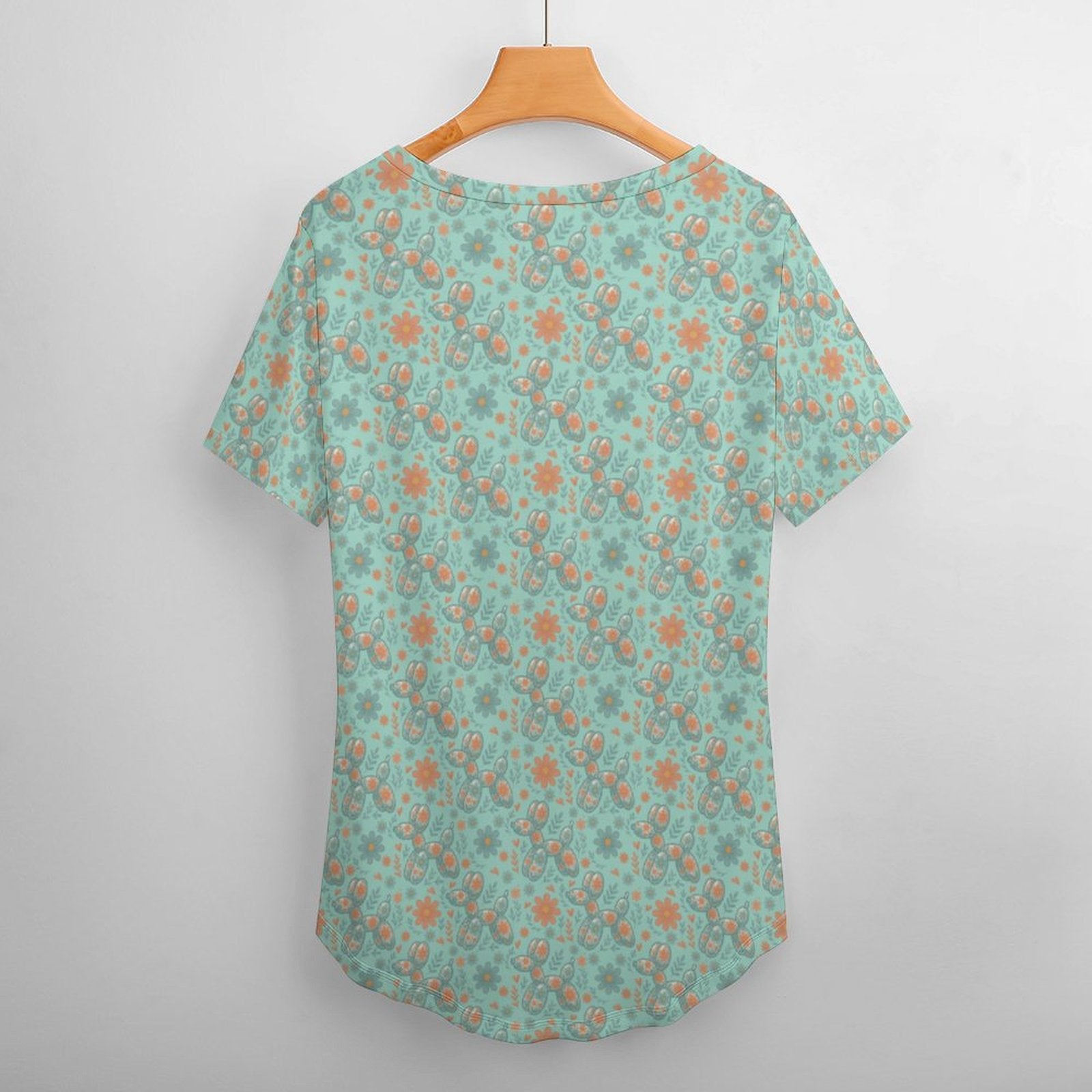 Garden Party Pup Women's Ice Silk V-Neck Top