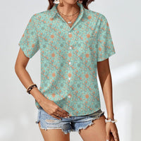Garden Party Pup Women's Short Sleeve Button-Up Blouse