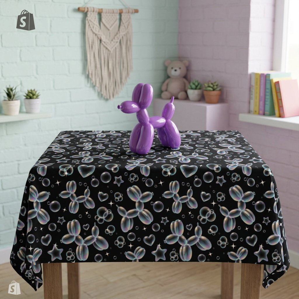 Bubble Balloon Dogs Square Tablecloth 55" x 55"