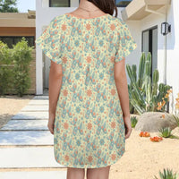 Garden Party Pup Women's Shirt Dress with Pockets